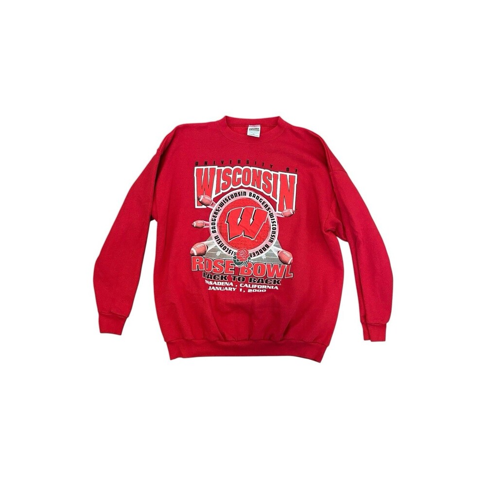 Vintage 2000 Y2K Wisconsin Badgers Back to Back Rose Bowl Sweatshirt XXL 2XL